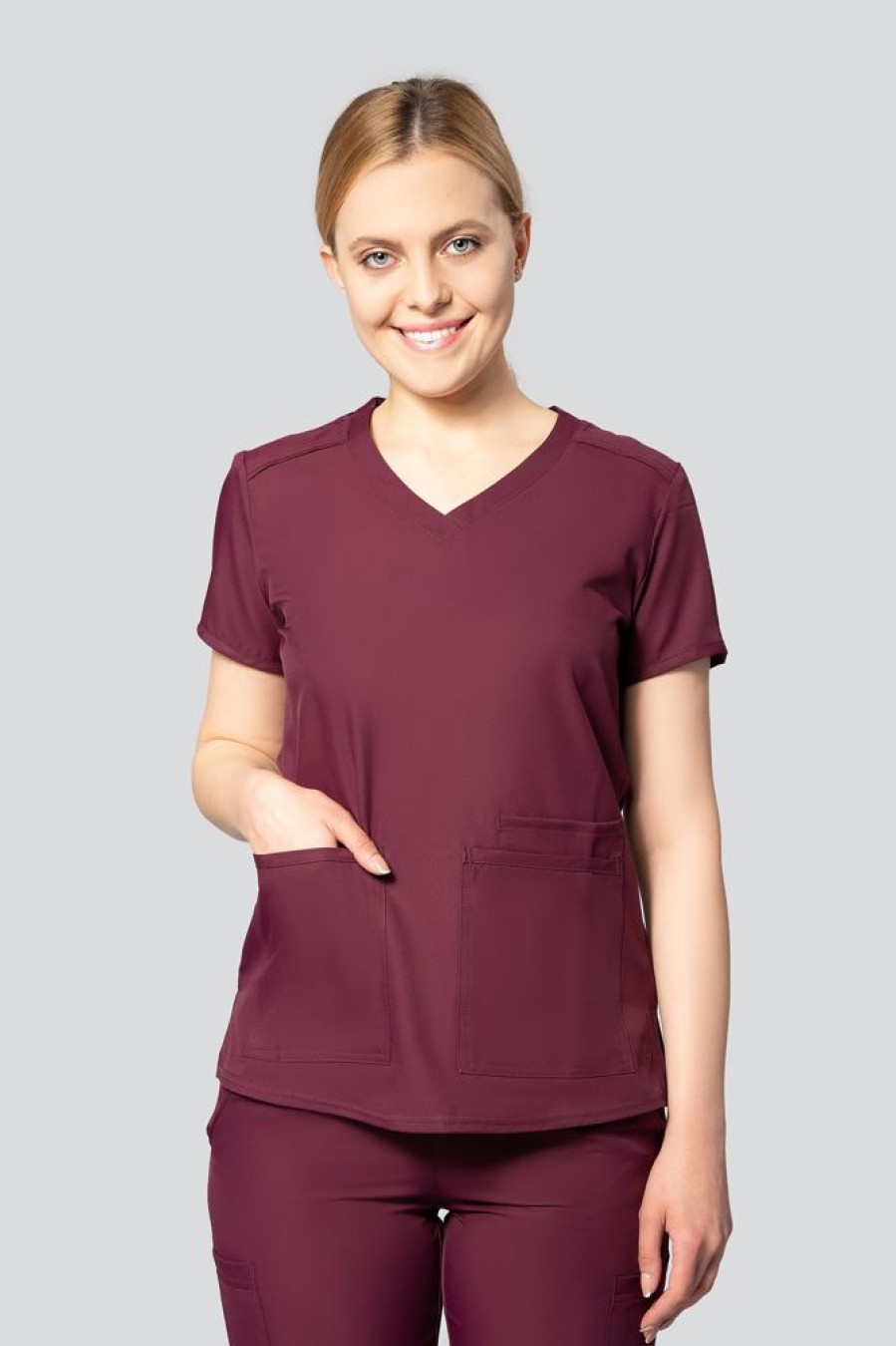 Odziez Medyczna uniformix Bluzy Medyczne | Bluza Medyczna Damska Med Couture Insight, 2411-Wine Bordowy