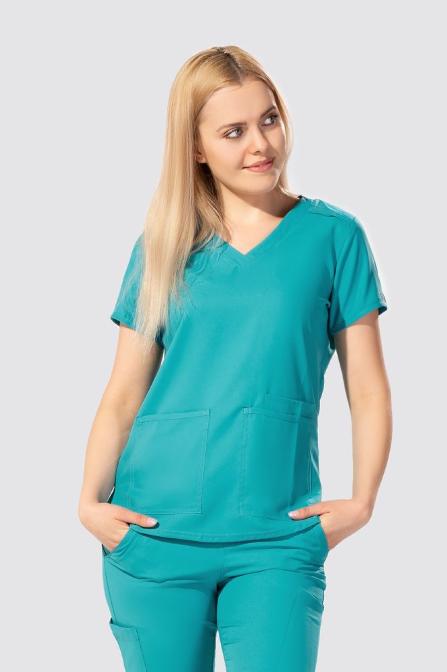 Odziez Medyczna uniformix Bluzy Medyczne | Bluza Medyczna Damska Med Couture Insight, 2411-Teal Turkusowy