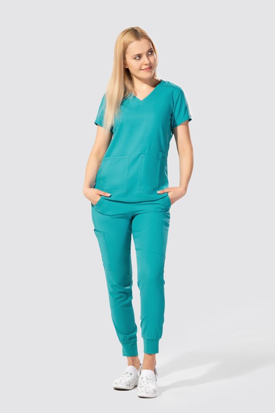 Odziez Medyczna uniformix Bluzy Medyczne | Bluza Medyczna Damska Med Couture Insight, 2411-Teal Turkusowy