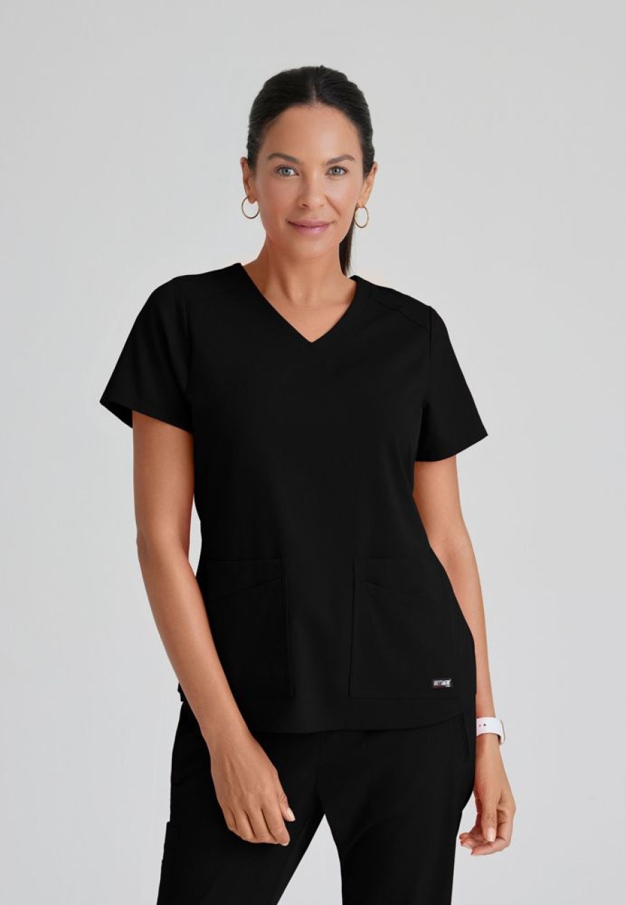 Odziez Medyczna uniformix Bluzy Medyczne | Bluza Medyczna Damska, Grey'S Anatomy Spandex-Stretch , Grst011, Black Czarny