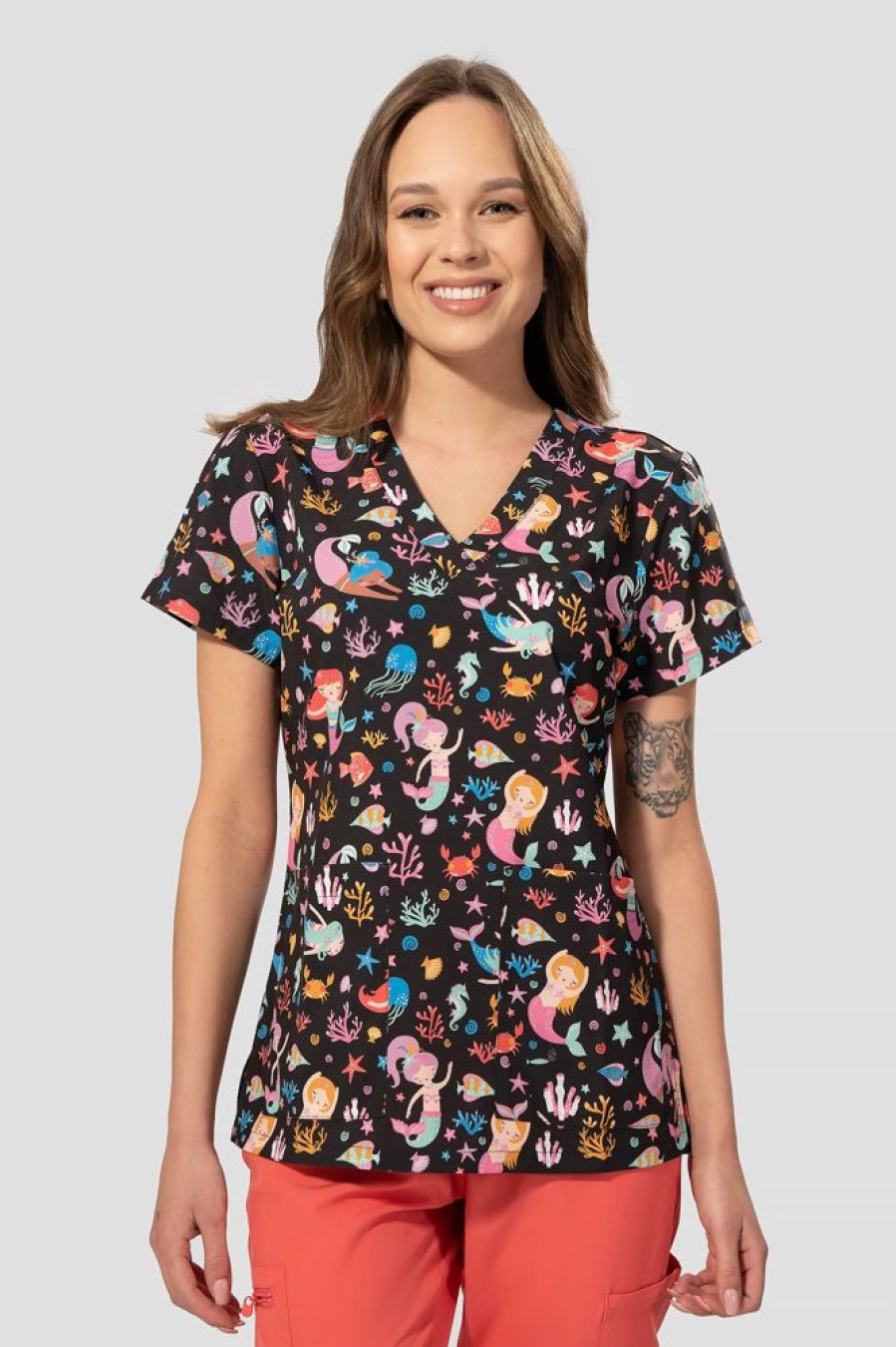 Odziez Medyczna uniformix Bluzy Medyczne | Bluza Medyczna Damska Med Couture Print, 8564 Mmpt Wielokolorowe