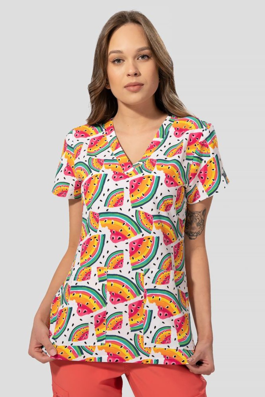 Odziez Medyczna uniformix Bluzy Medyczne | Bluza Medyczna Damska Med Couture Print, 8564 Wame Wielokolorowe