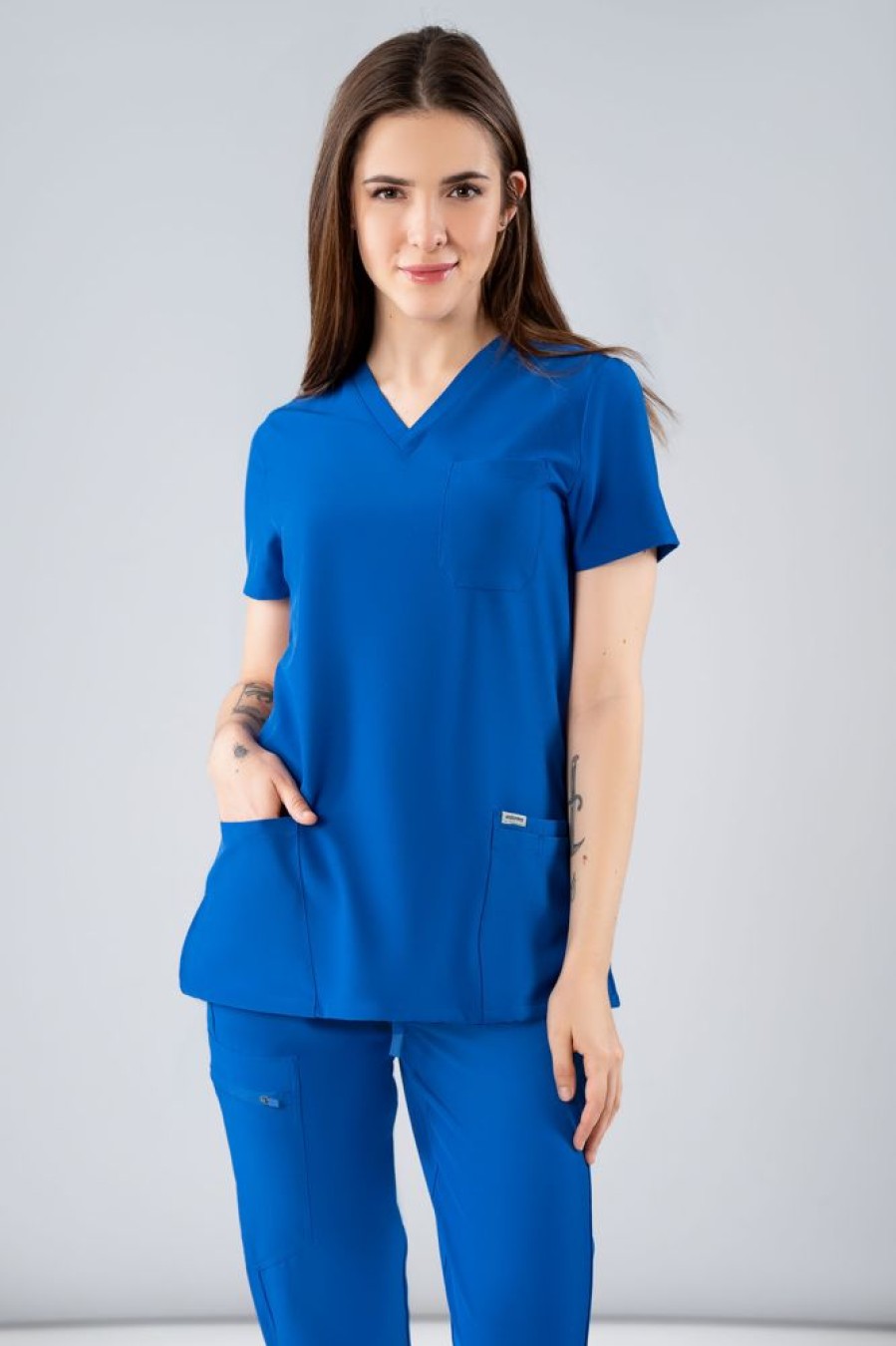 Odziez Medyczna uniformix Bluzy Medyczne | Bluza Medyczna Damska Uniformix, Super Flex 4000-Royal Blue Niebieski